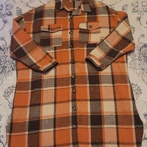 Women's Orange Plaid Tunic Shirt